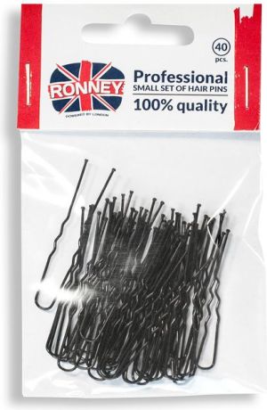 Ronney Profesjonalne kokówki do włosów krótkie, czarne 40 szt. 1