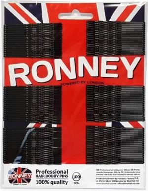 Ronney Profesjonalne wsuwki do włosów na karcie długie, czarne karbowane 100 szt. 1