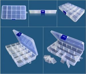 Organizer | pojemnik | pudełko na śrubki, koraliki, drobiazgi 15 przegródek, 17,5 x 10 x 2,2 cm 2