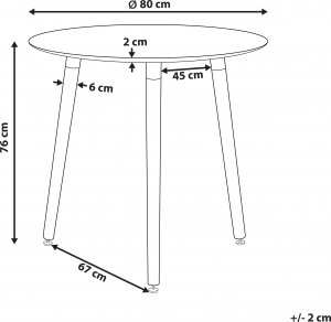 Beliani Stół do jadalni okrągły 80 cm biały BOMA 5