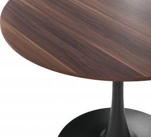 Beliani Stół do jadalni okrągły 90 cm ciemne drewno z czarnym BOCA 1