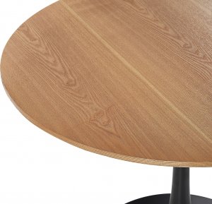 Beliani Stół do jadalni okrągły 90 cm jasne drewno z czarnym BOCA 3
