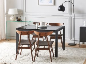 Beliani Stół do jadalni rozkładany 120/160 x 80 cm czarny GRANADA 3