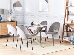 Beliani Stół do jadalni szklany 120 x 70 cm srebrny MARAMO 2