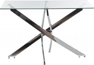 Beliani Stół do jadalni szklany 120 x 70 cm srebrny MARAMO 3