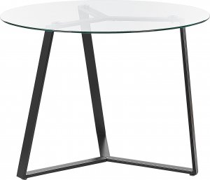 Beliani Stół do jadalni szklany okrągły 100 cm czarny KEBRI 3