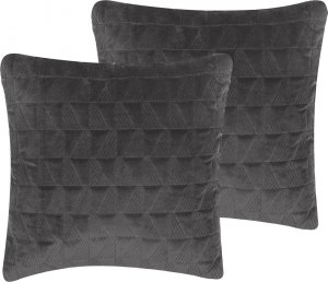 Beliani 2 bawełniane poduszki dekoracyjne tłoczone 45 x 45 cm szare LALAM 1