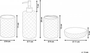 Beliani 4-częściowy zestaw akcesoriów łazienkowych przeroczysty TAPIA 7
