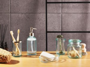 Beliani 5-częściowy zestaw akcesoriów łazienkowych zielony AMARGA 2