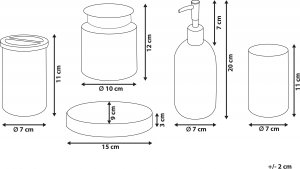 Beliani 5-częściowy zestaw akcesoriów łazienkowych zielony AMARGA 8