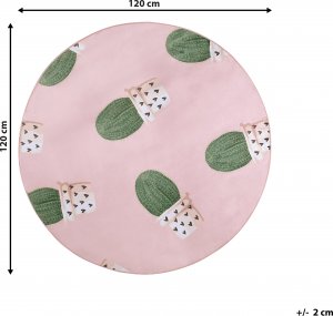 Beliani Dywan okrągły w kaktusy 120 cm różowy ELDIVAN 5
