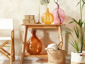 Beliani Wazon na kwiaty szklany 39 cm różowy ROTI 2