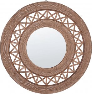 Beliani Bambusowe okrągłe lustro ścienne 62 cm brązowe CACOMA 1