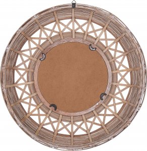 Beliani Bambusowe okrągłe lustro ścienne 62 cm brązowe CACOMA 3