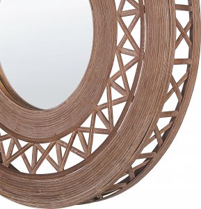 Beliani Bambusowe okrągłe lustro ścienne 62 cm brązowe CACOMA 4