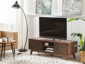 Beliani Szafka RTV ciemne drewno PRESCOT 2