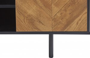 Beliani Szafka RTV czarna z jasnym drewnem SALINA 8