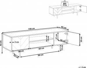 Beliani Szafka RTV czarna z jasnym drewnem SALINA 9