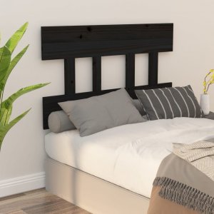 vidaXL vidaXL Wezgłowie łóżka, czarne, 103,5x3x81 cm, lite drewno sosnowe 1