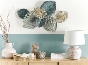 Beliani Dekoracja ścienna liście złoto-niebieska MAGNESIUM 2