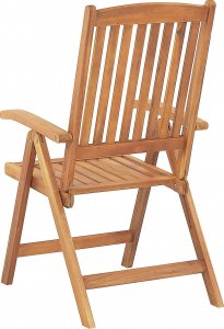 Beliani Zestaw 2 krzeseł ogrodowych składany drewno akacjowe z poduszkami kremowymi JAVA 6