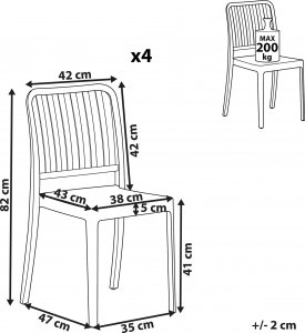 Beliani Zestaw 4 krzeseł ogrodowych biały SERSALE 9