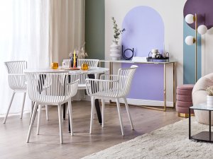 Beliani Zestaw 4 krzeseł do jadalni biały PESARO 3