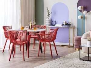 Beliani Zestaw 4 krzeseł do jadalni czerwony PESARO 3