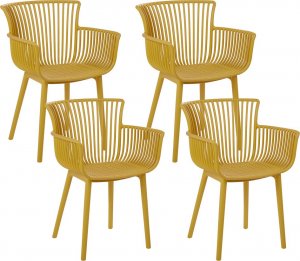 Beliani Zestaw 4 krzeseł do jadalni żółty PESARO 1
