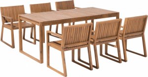 Beliani Zestaw ogrodowy akacjowy stół i 6 krzeseł jasne drewno SASSARI 1