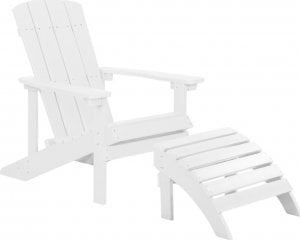 Beliani Krzesło ogrodowe z podnóżkiem białe ADIRONDACK 1