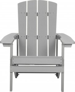 Beliani Krzesło ogrodowe z podnóżkiem jasnoszare ADIRONDACK 4