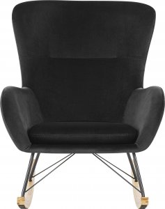 Beliani Fotel bujany welurowy czarny ELLAN 3