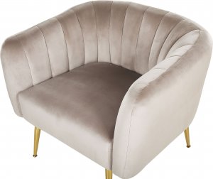 Beliani Fotel welurowy beżowy LACONIA 5