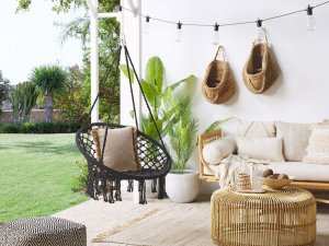 Beliani Fotel wiszący huśtawka makrama czarny GABELLA 2