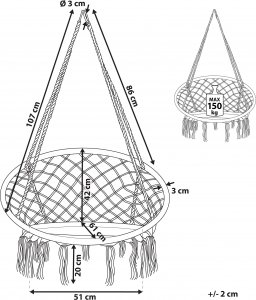 Beliani Fotel wiszący huśtawka makrama czarny GABELLA 6