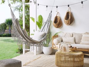 Beliani Hamak ogrodowy bawełniany jasnoszary ROCCA 2