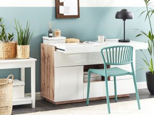 Beliani Komoda z funkcją biurka biała GORAN 2