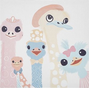 Beliani Zestaw 3 obrazów na płótnie zwierzęta 30 x 30 cm kolorowy TILLIA 3