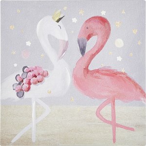 Beliani Zestaw 3 obrazów na płótnie zwierzęta 30 x 30 cm szaro-różowy TIMIA 5