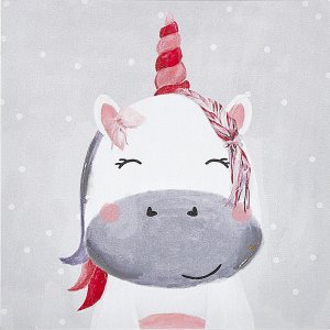 Beliani Zestaw 3 obrazów na płótnie zwierzęta 30 x 30 cm szaro-różowy TIMIA 7