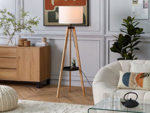 Lampa podłogowa Beliani Lampa podłogowa biała BLUFF 2