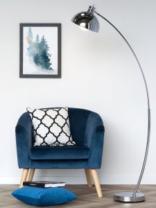 Lampa podłogowa Beliani Lampa podłogowa metalowa srebrna DINTEL 3