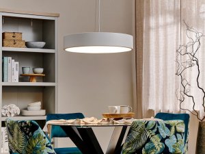 Lampa wisząca Beliani Lampa wisząca LED metalowa biała BALILI 2