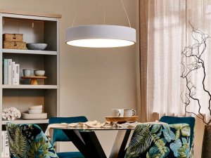 Lampa wisząca Beliani Lampa wisząca LED metalowa biała LENYA 2