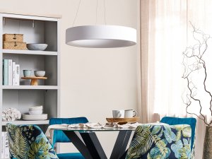 Lampa wisząca Beliani Lampa wisząca LED metalowa biała LENYA 3