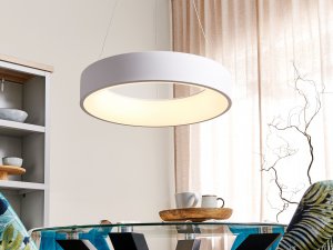 Lampa wisząca Beliani Lampa wisząca LED metalowa biała LENYA 4
