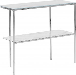 Beliani Konsola efekt marmuru biało-srebrna CALVERT 4