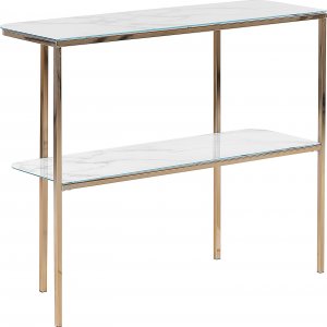 Beliani Konsola efekt marmuru biało-złota CALVERT 4