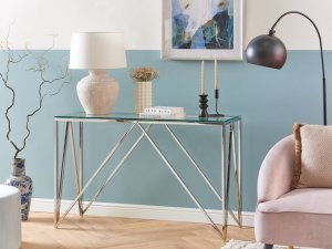 Beliani Konsola szklana srebrna WESO 2